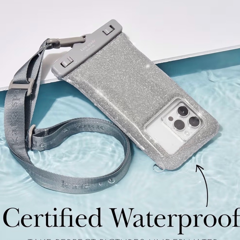 Kate Spade New York IP68 Floating Waterproof Phone Pouch Sparkling Gray ♠️